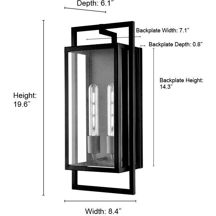 Agatha 2 Light 19.6 inch Textured Black Outdoor Wall Sconce